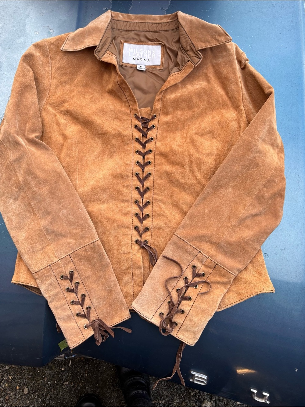 Maxima Women’s Tan Suede Lace-Up Cowgirl Style Jacket
